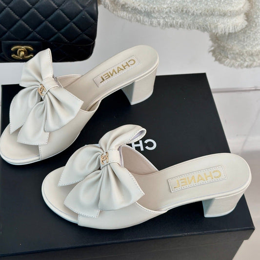 cc big bow sandal 60 white lambskin