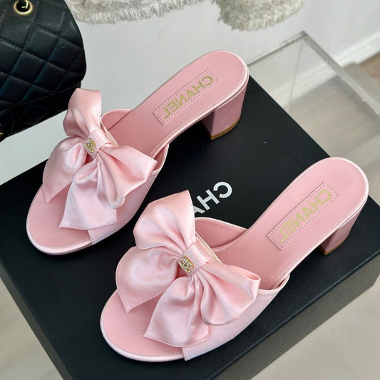 cc big bow sandal 60 pink lambskin