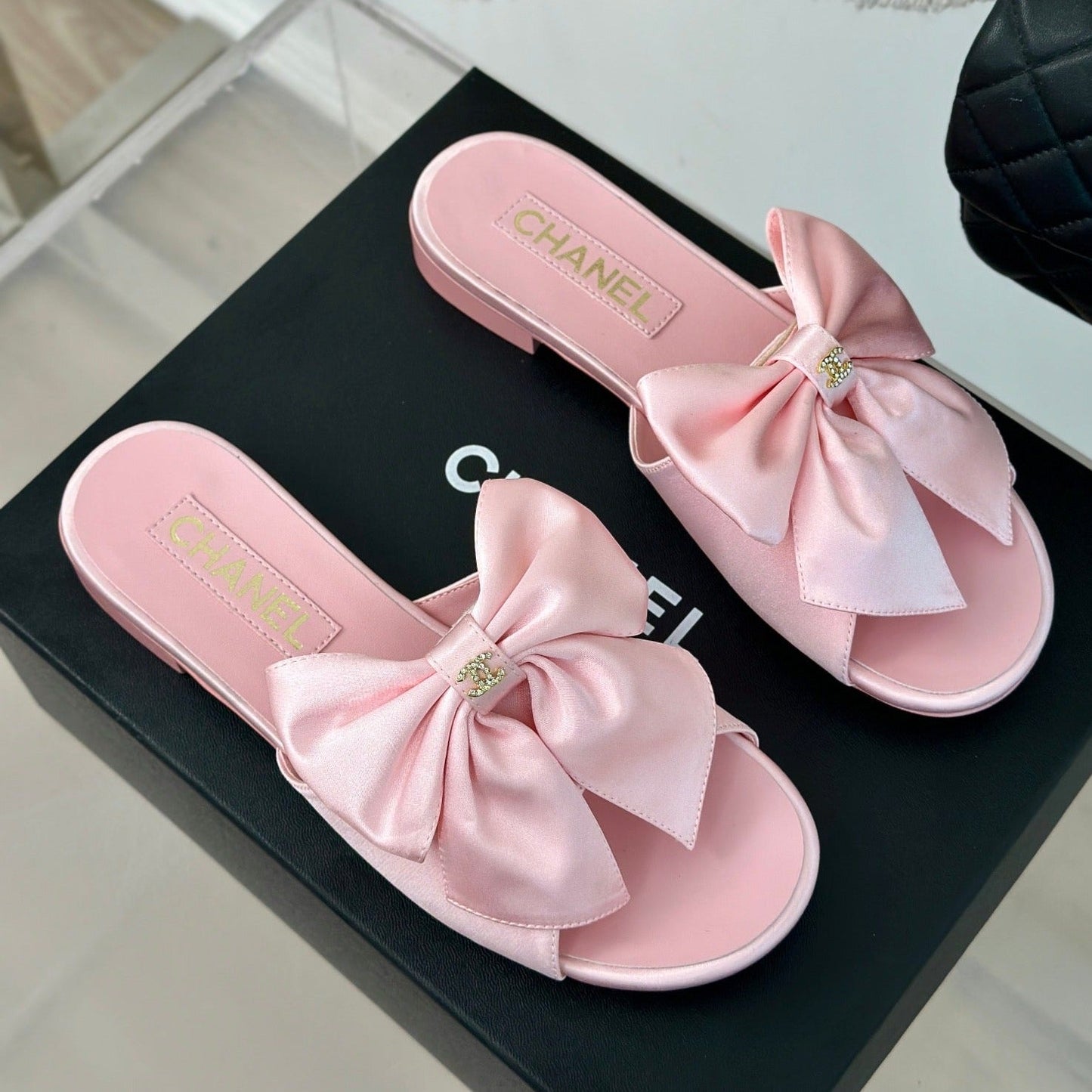 cc big bow flat sandals light pink lambkin