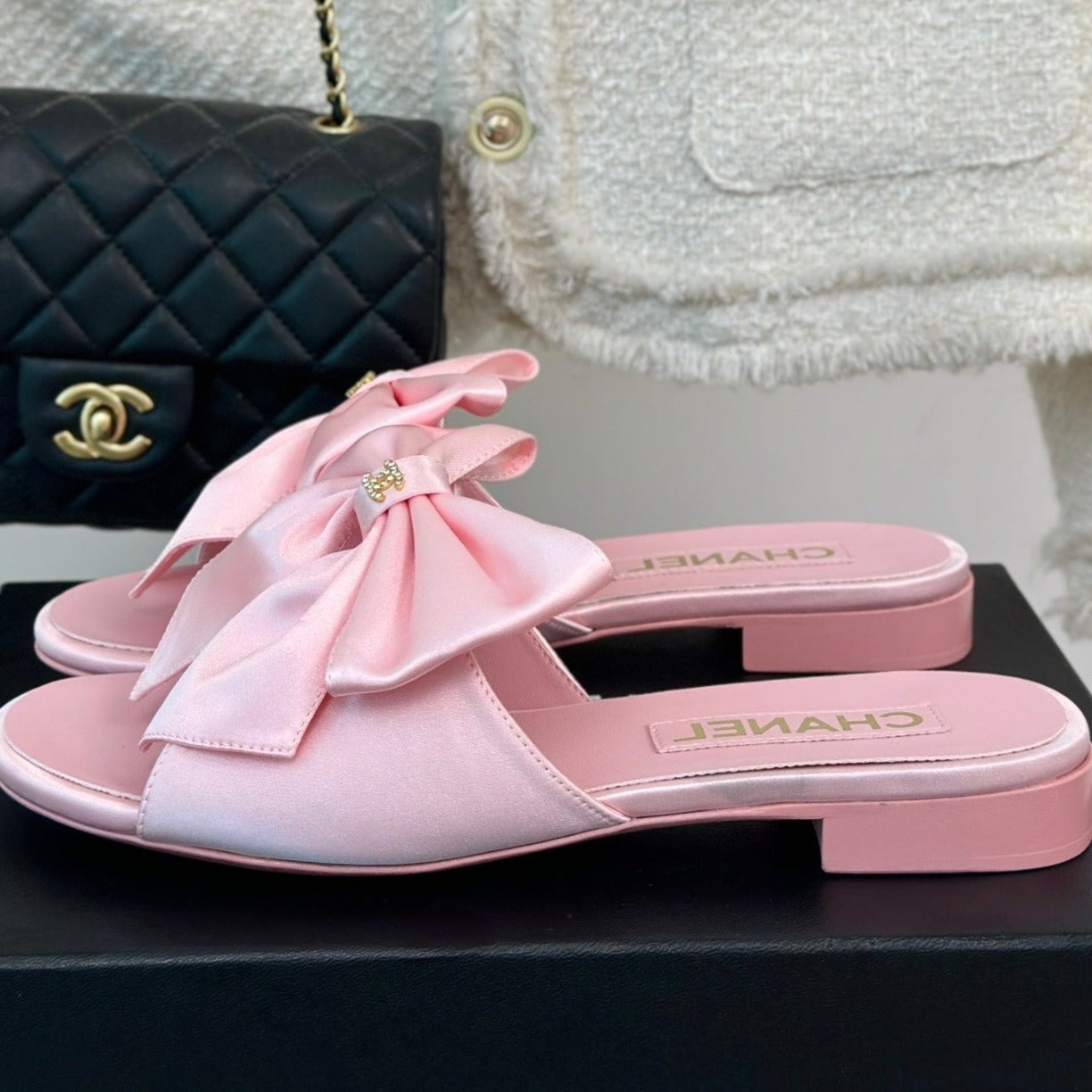 cc big bow flat sandals light pink lambkin