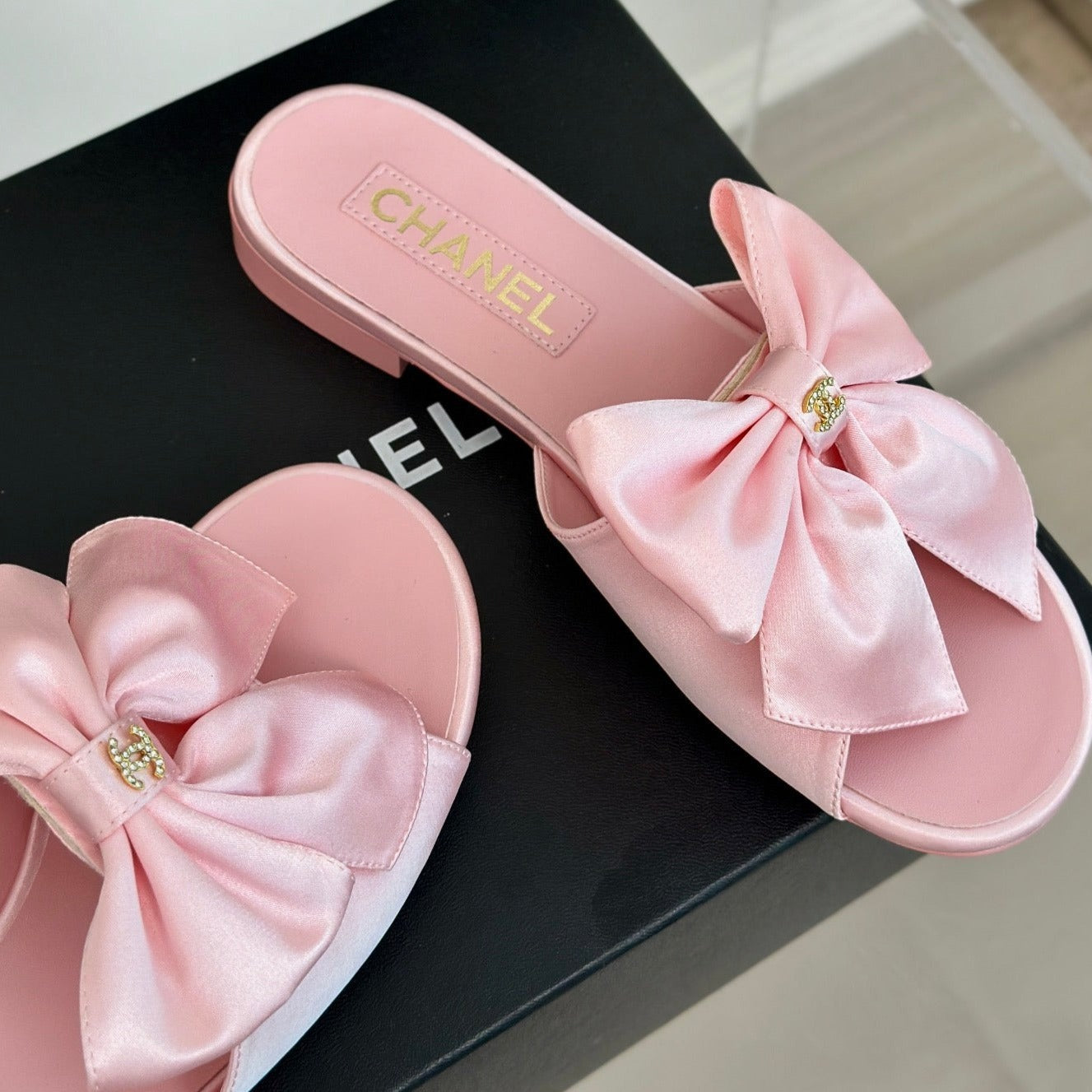 cc big bow flat sandals light pink lambkin