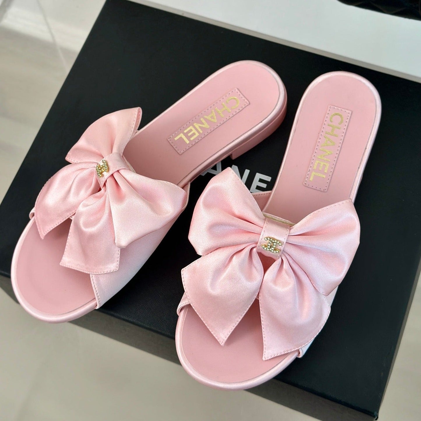 cc big bow flat sandals light pink lambkin