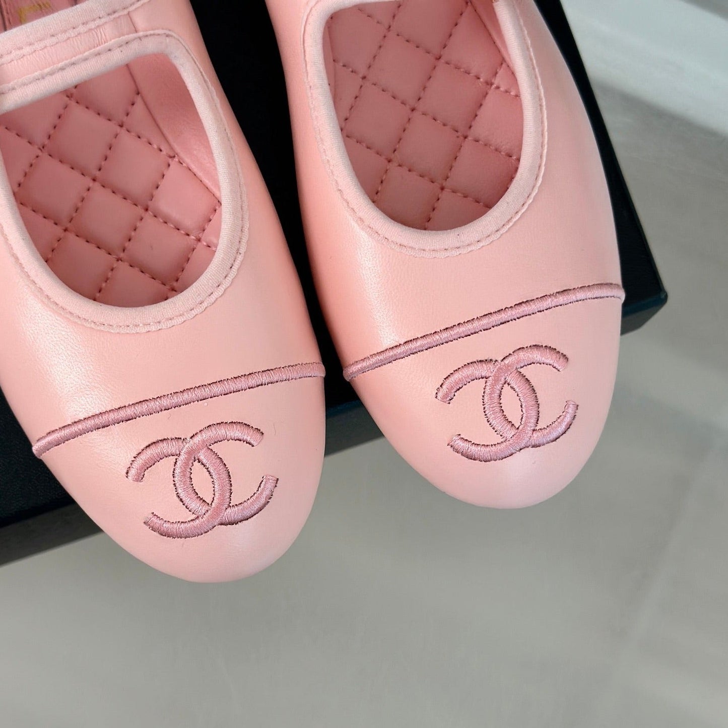 cc mary jane pink quilted calfskin