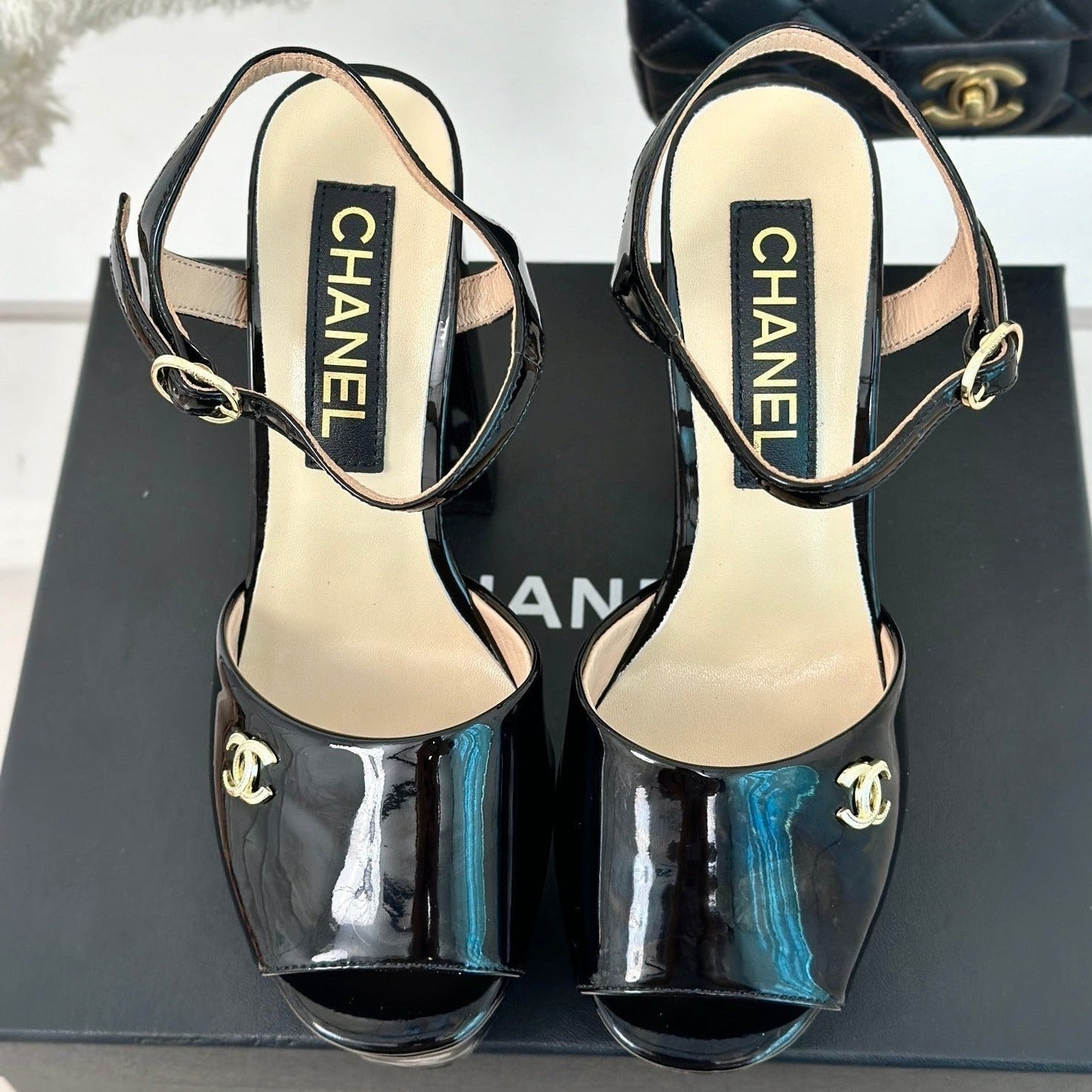 cc slingback sandal 115 black beige calfskin