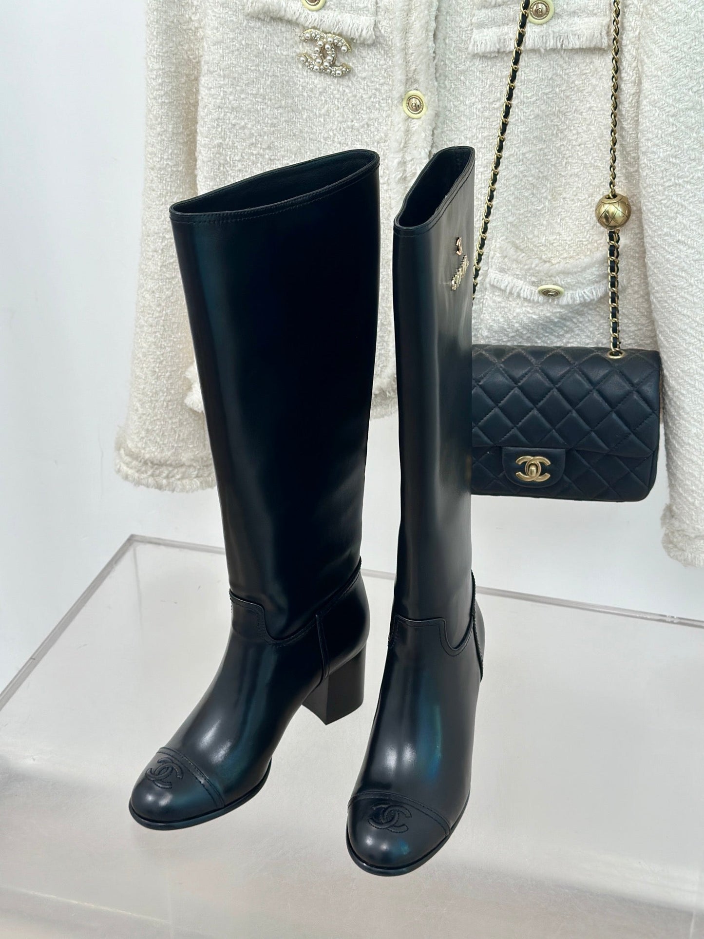 CC High Boots 70mm Black Print Lambskin