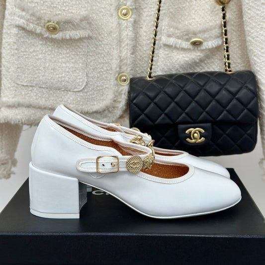 CC High Mary Jane Glossy White Lambskin