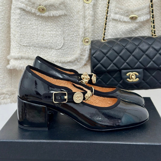 CC High Mary Jane Glossy Black Lambskin