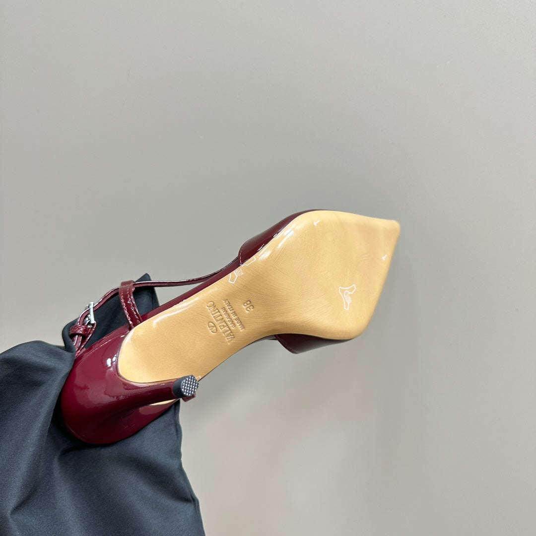 VLOGO SIGNATURUE WINE RED PATENT LEATHER SLINGBACK PUMP 80MM