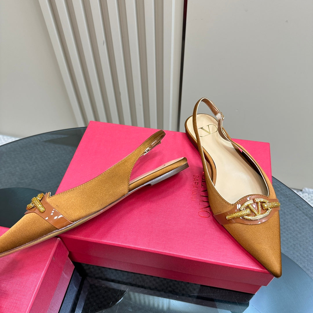 Valentino Slingback Pump In Brown Mix Beige Lambskin 999001