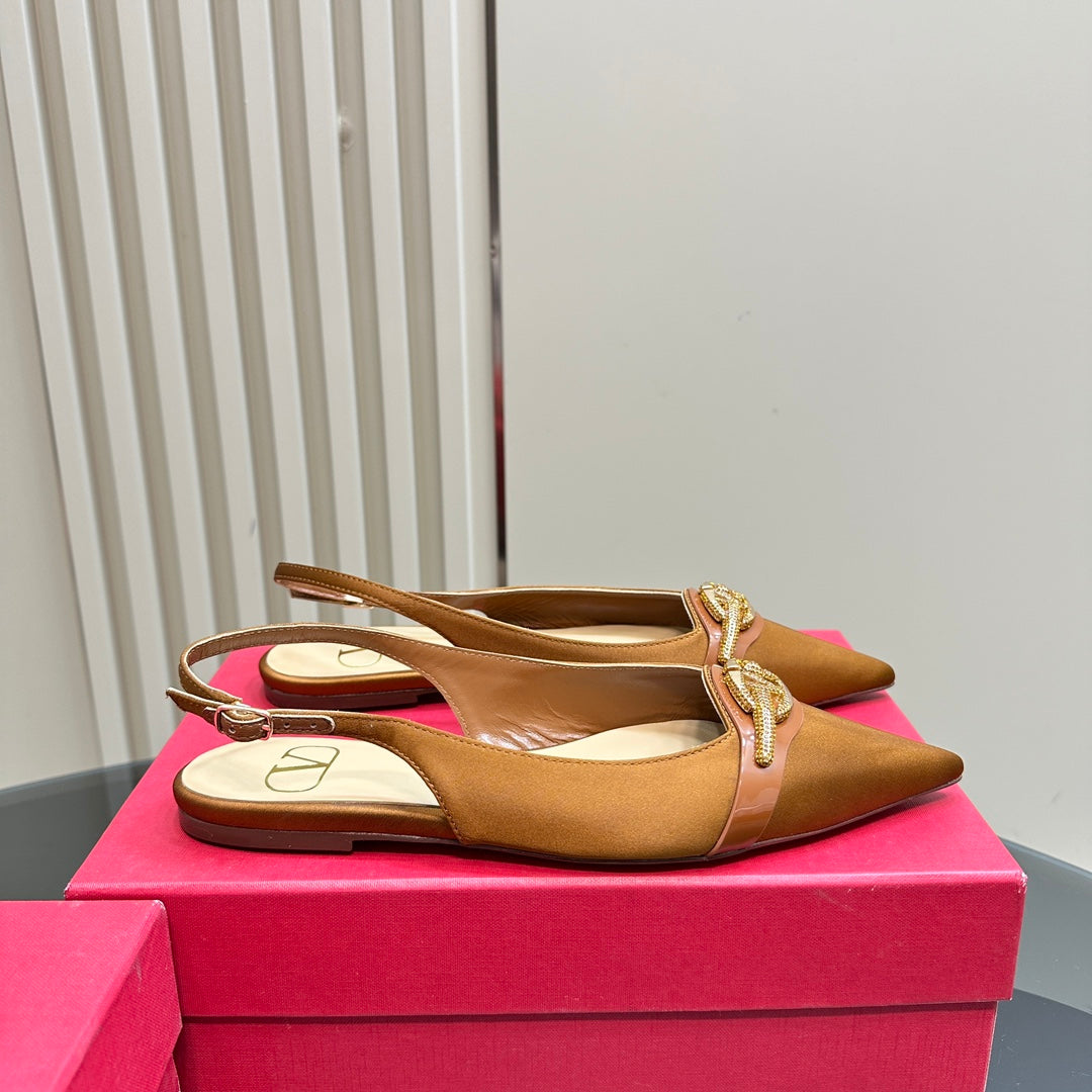 Valentino Slingback Pump In Brown Mix Beige Lambskin 999001