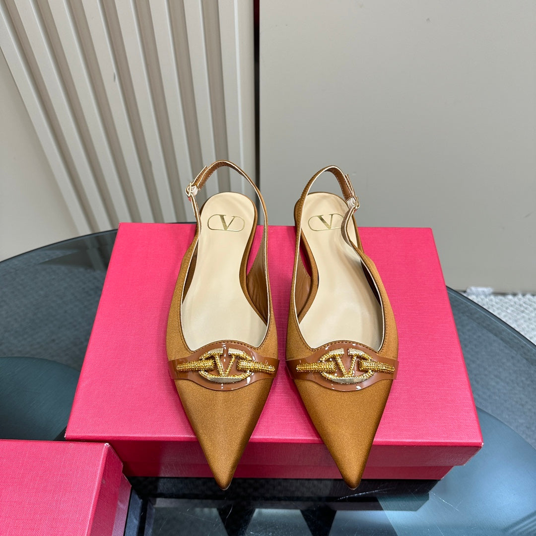 Valentino Slingback Pump In Brown Mix Beige Lambskin 999001