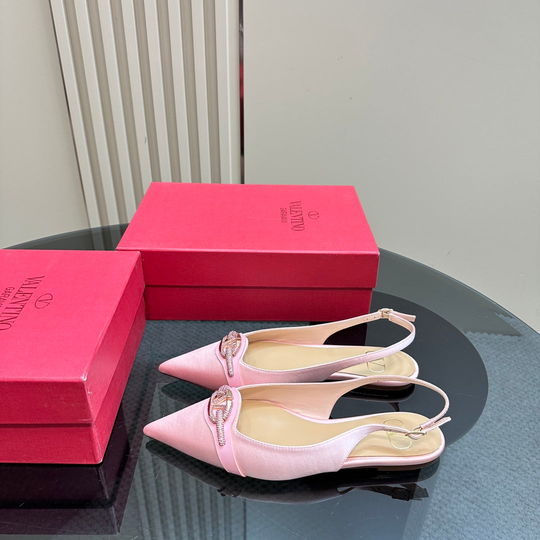 Valentino Slingback Pump In Light Pink Mix Dark Beige Lambskin 999003