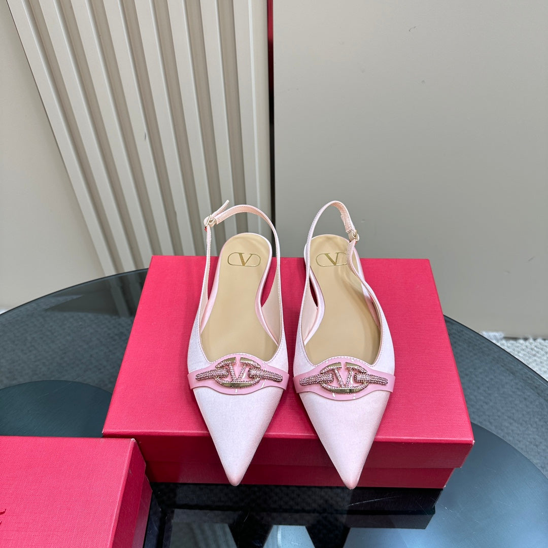 Valentino Slingback Pump In Light Pink Mix Dark Beige Lambskin 999003