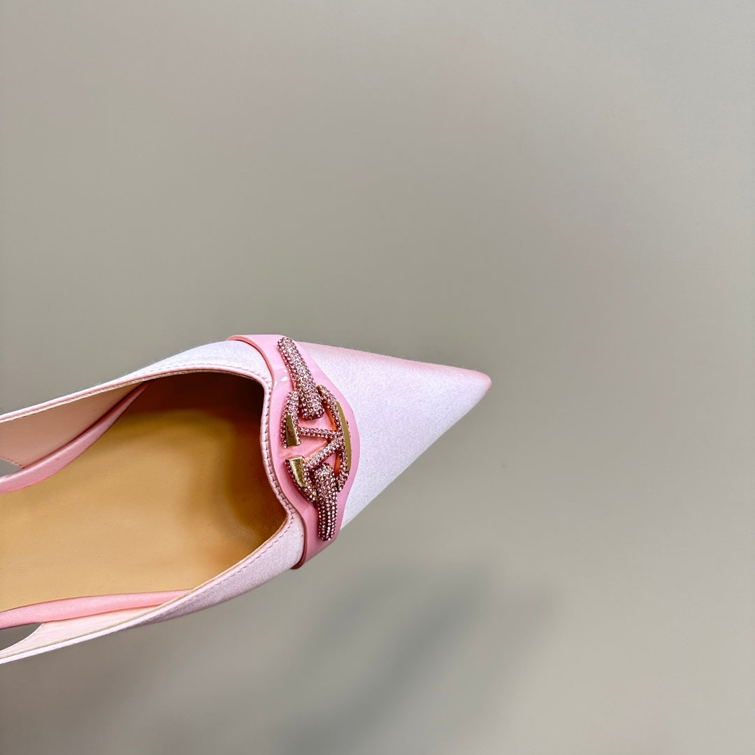 Valentino Slingback Pump In Light Pink Mix Dark Beige Lambskin 999003