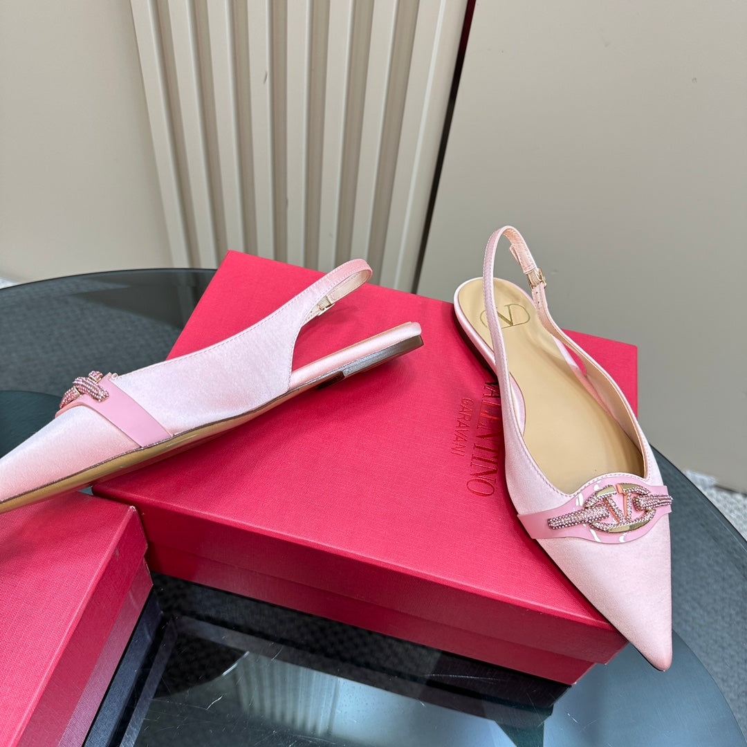 Valentino Slingback Pump In Light Pink Mix Dark Beige Lambskin 999003