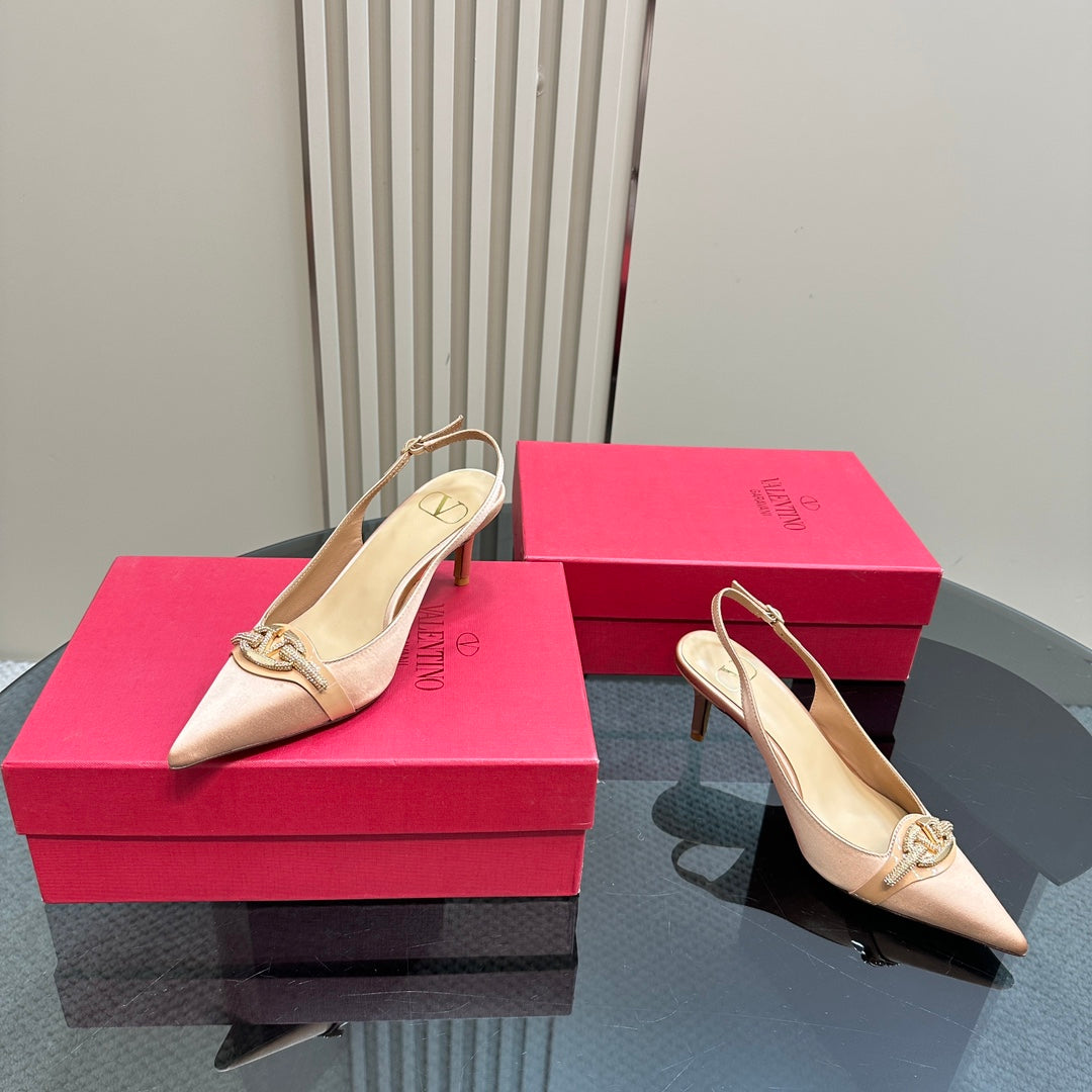 Valentino Slingback Pump 65mm In Beige Lambskin  999013