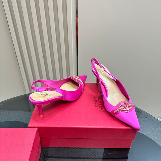 Valentino Slingback Pump 65mm In Pink Purple Mix Beige Lambskin 999014