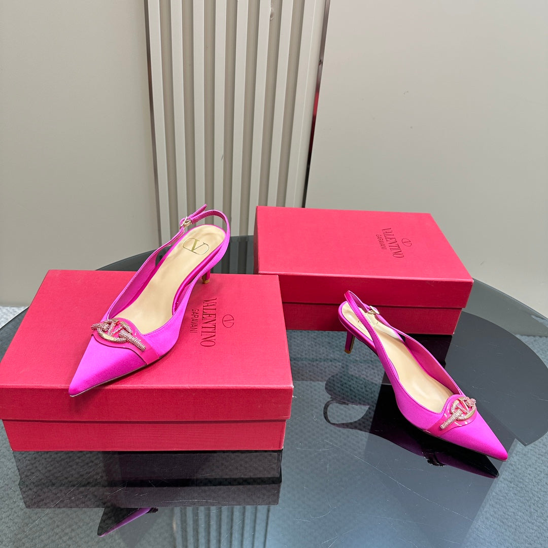 Valentino Slingback Pump 65mm In Pink Purple Mix Beige Lambskin 999014