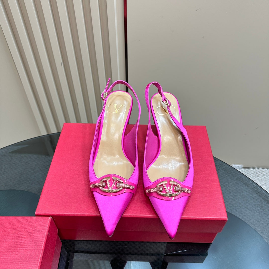 Valentino Slingback Pump 65mm In Pink Purple Mix Beige Lambskin 999014