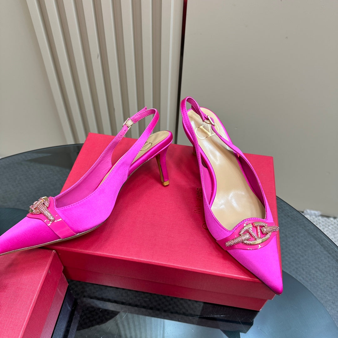 Valentino Slingback Pump 65mm In Pink Purple Mix Beige Lambskin 999014