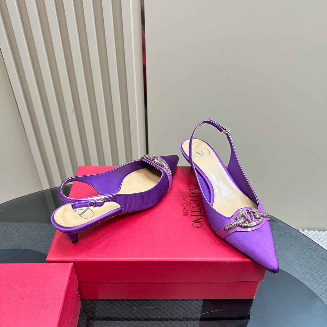 Valentino Slingback Pump 40mm In Purple Mix Beige Lambskin 999008