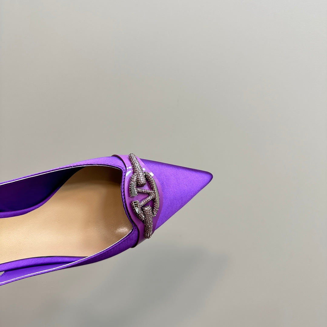 Valentino Slingback Pump 40mm In Purple Mix Beige Lambskin 999008