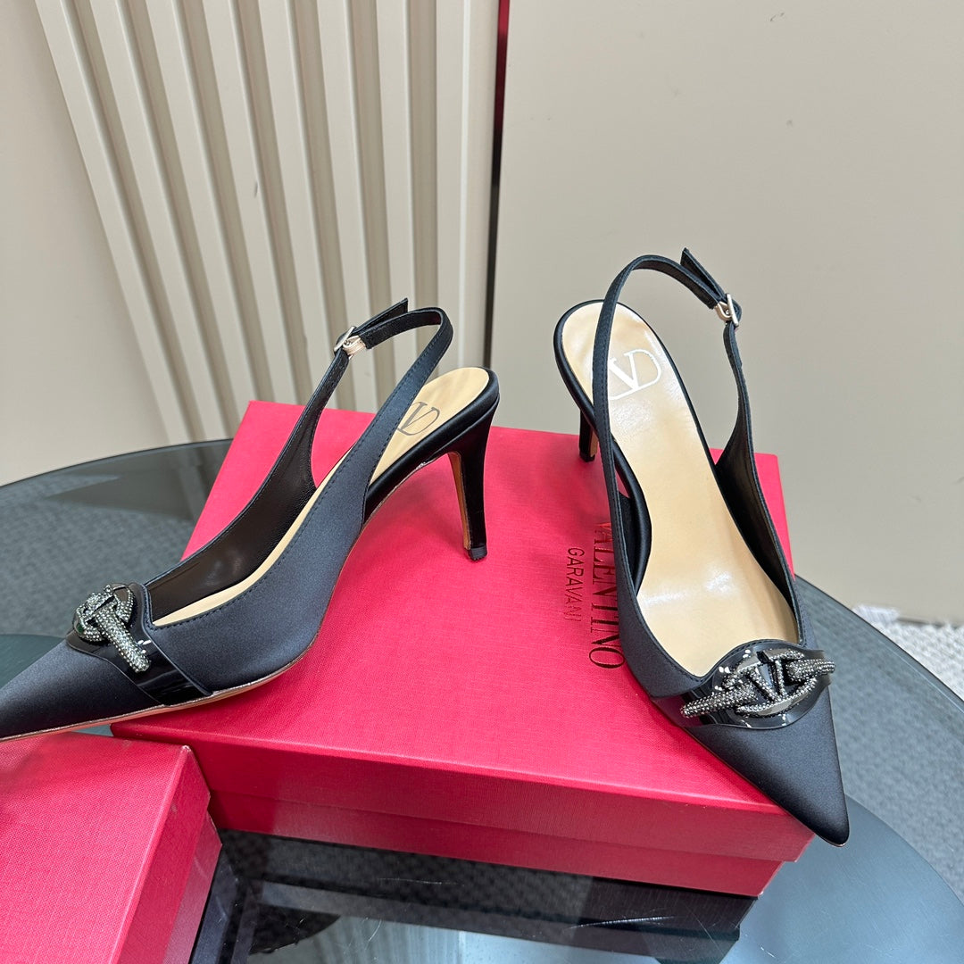 Valentino Slingback Pump 80mm In Black Mix Beige Lambskin 999019