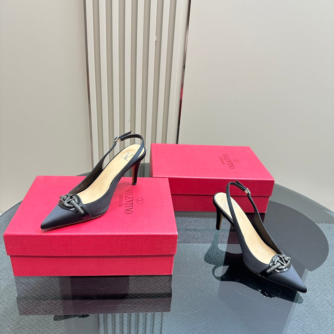 Valentino Slingback Pump 80mm In Black Mix Beige Lambskin 999019