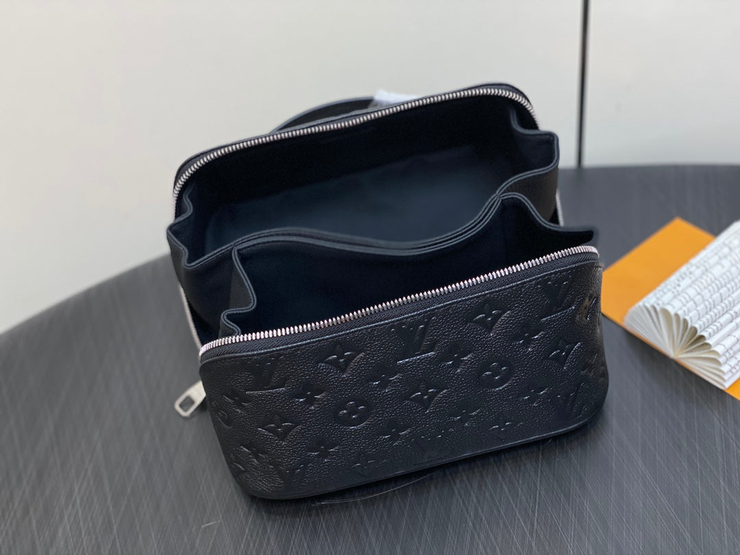 TOILETRY BAG 24 IN BLACK MONOGRAM EMBOSSED CALFSKIN