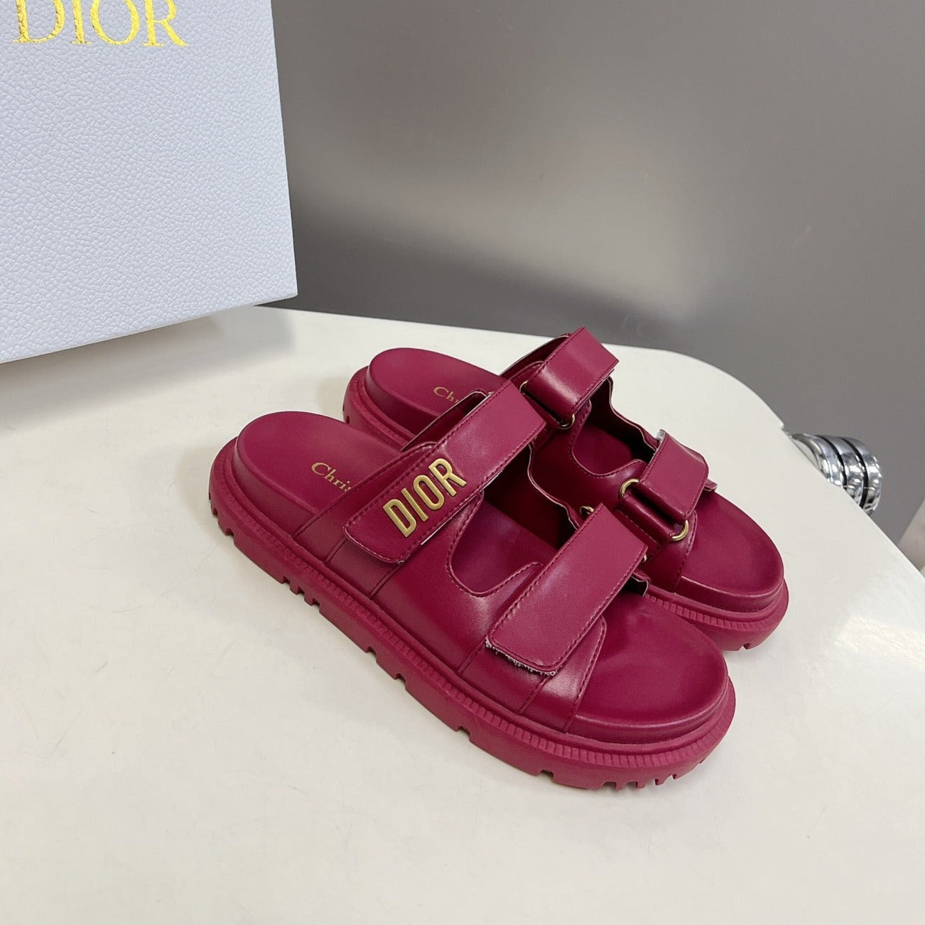 cd dioract dad sandal mule burgundy lambskin