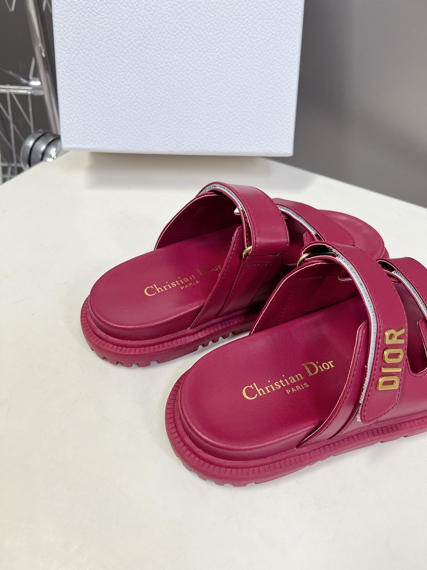 cd dioract dad sandal mule burgundy lambskin