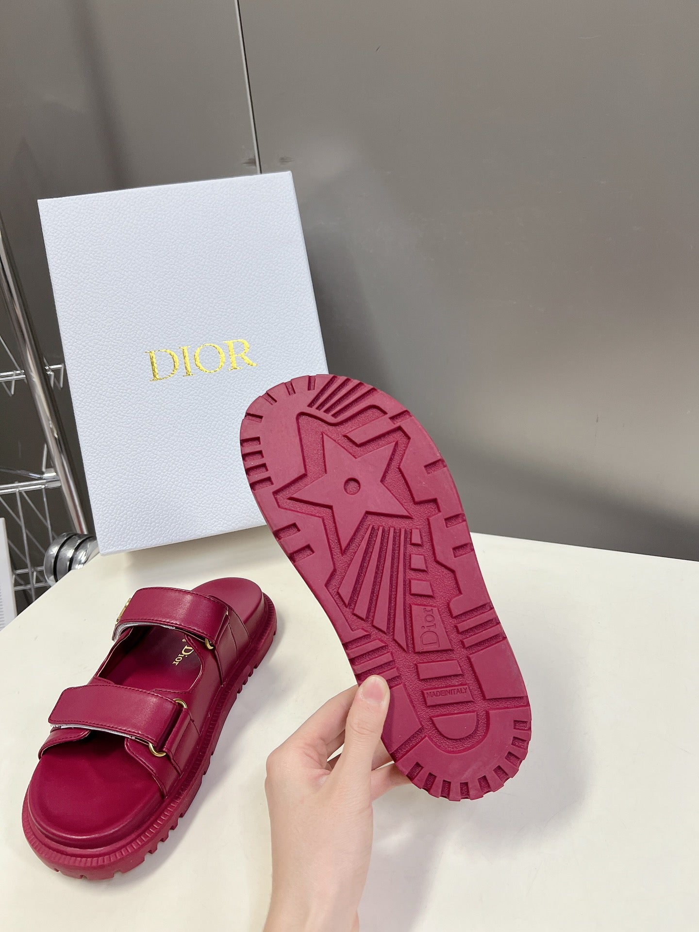 cd dioract dad sandal mule burgundy lambskin