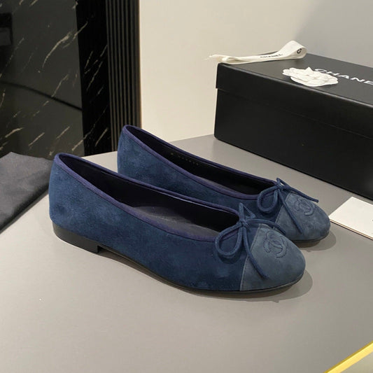 ballet flat dark blue suede calfskin