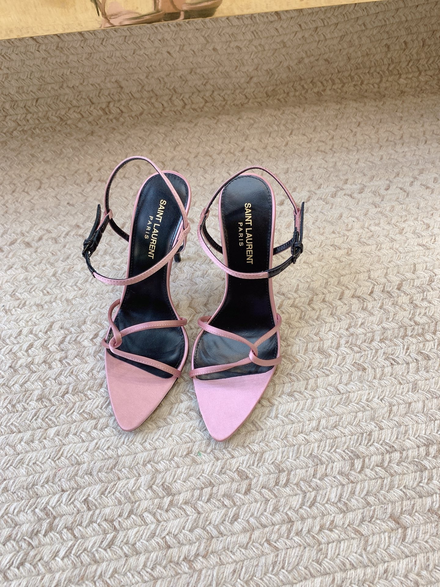 STRAPPY HIGH HEEL SANDALS IN PINK SILK