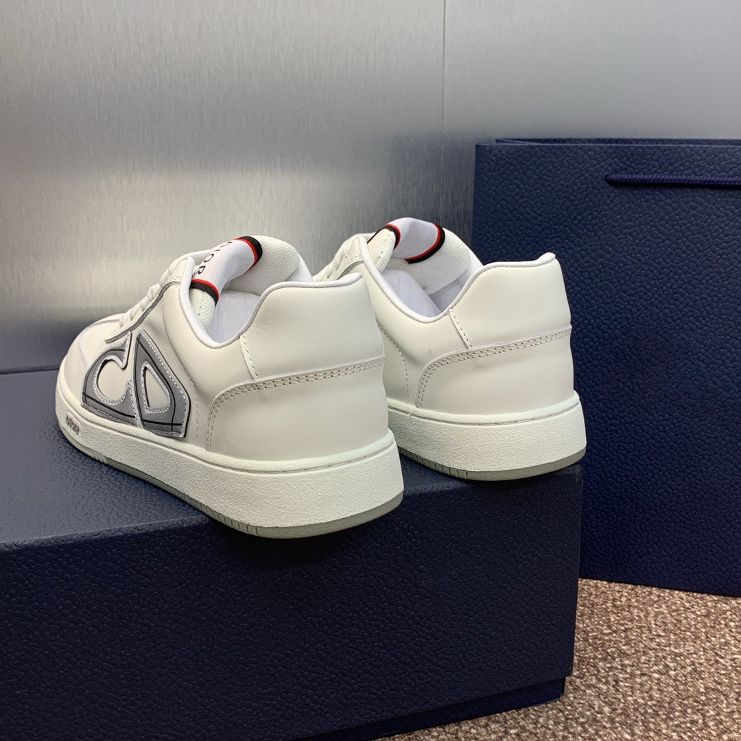 cd homme white grey calfskin