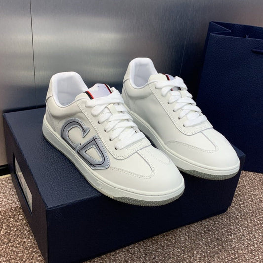 cd homme white grey calfskin