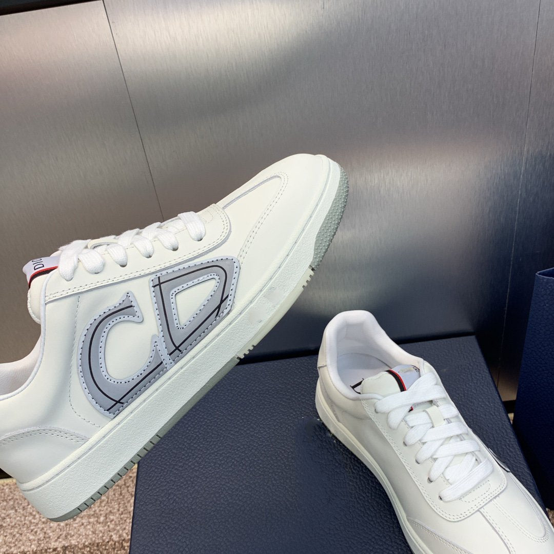 cd homme white grey calfskin