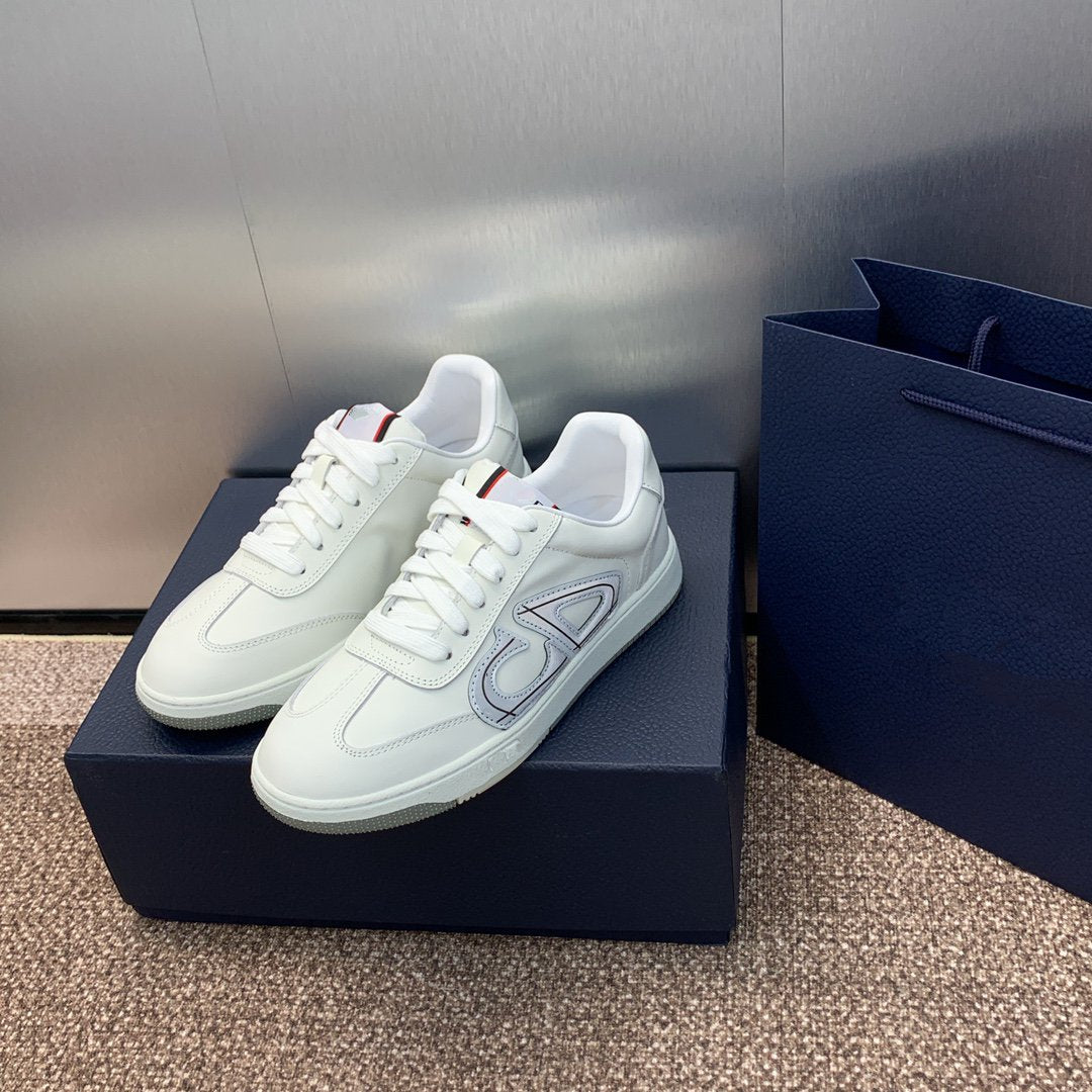 cd homme white grey calfskin