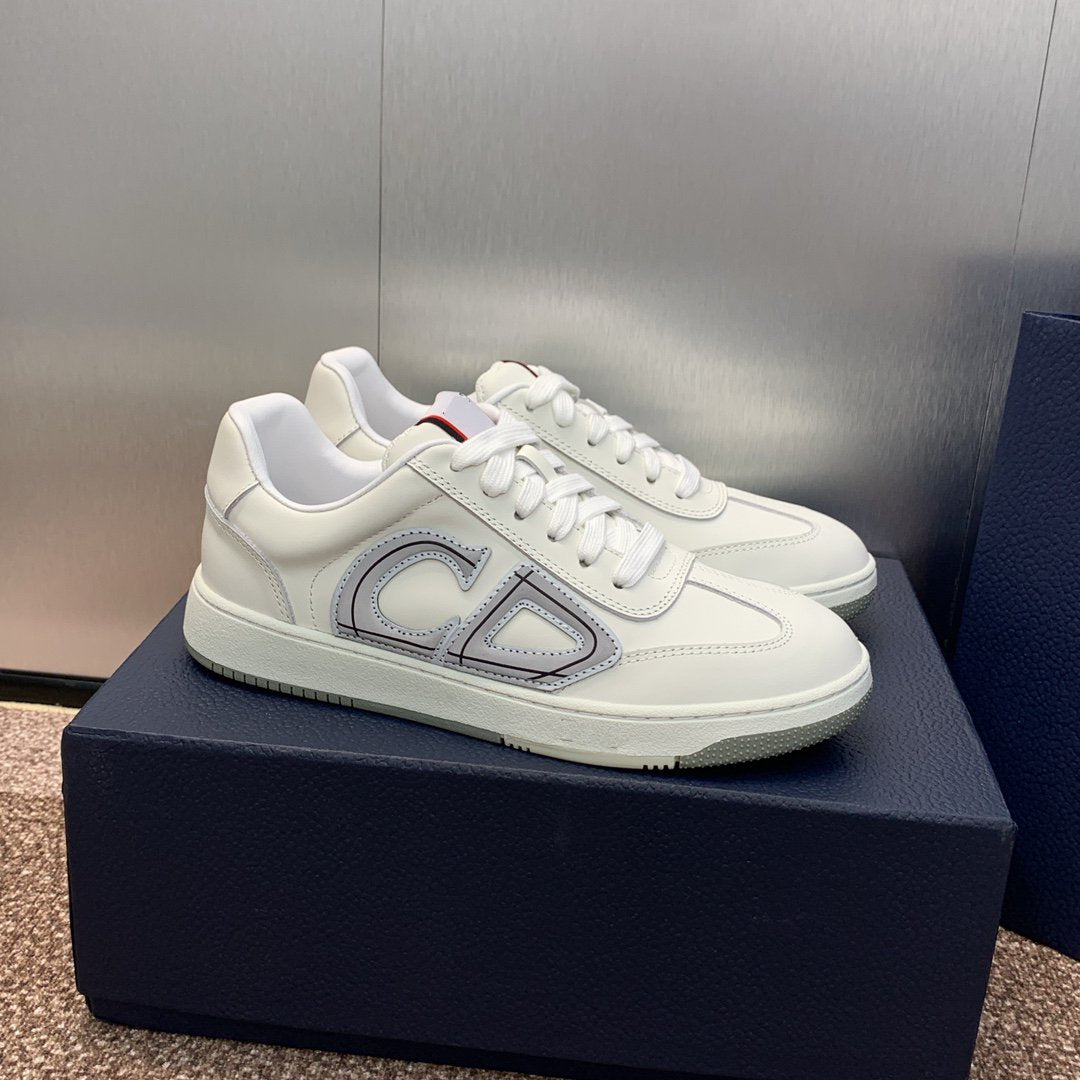 cd homme white grey calfskin