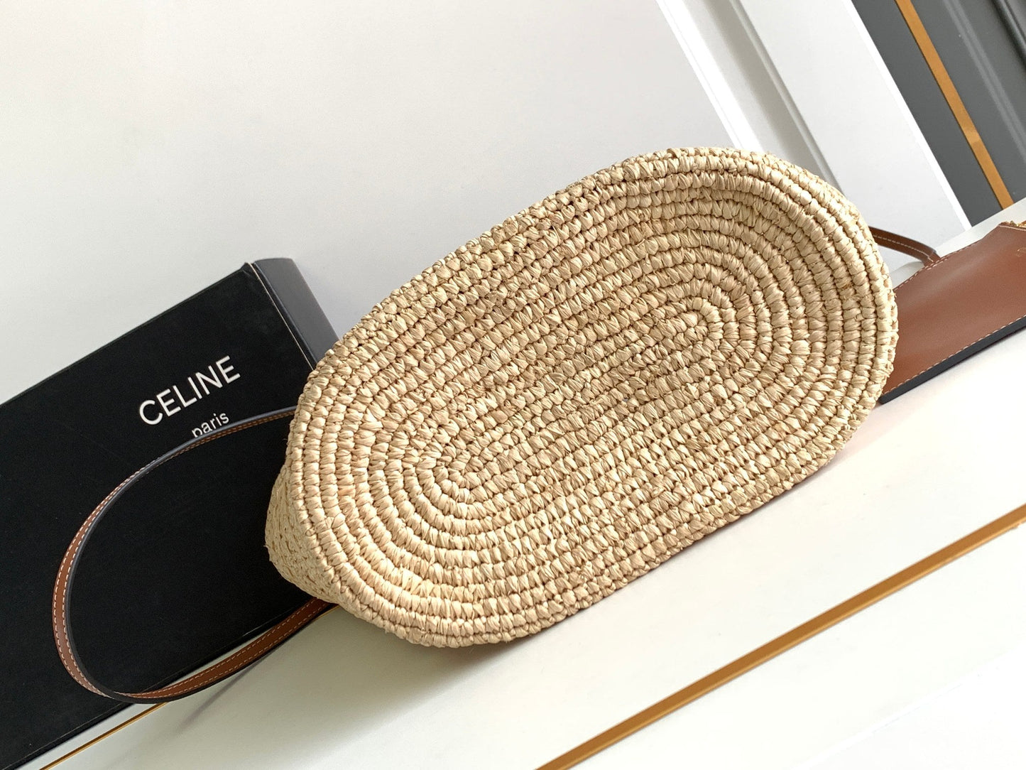 teen supple classic panier 21cm raffia brown calfskin