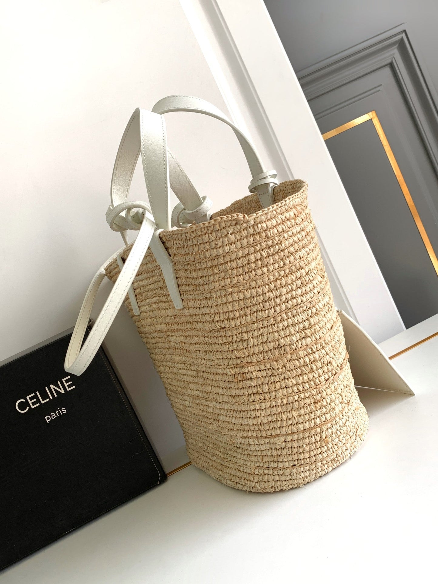 teen supple classic panier 21cm raffia white calfskin