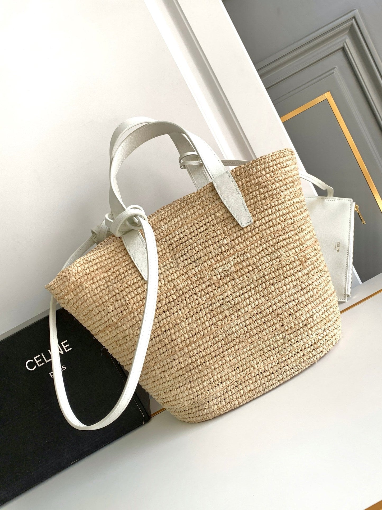 teen supple classic panier 21cm raffia white calfskin