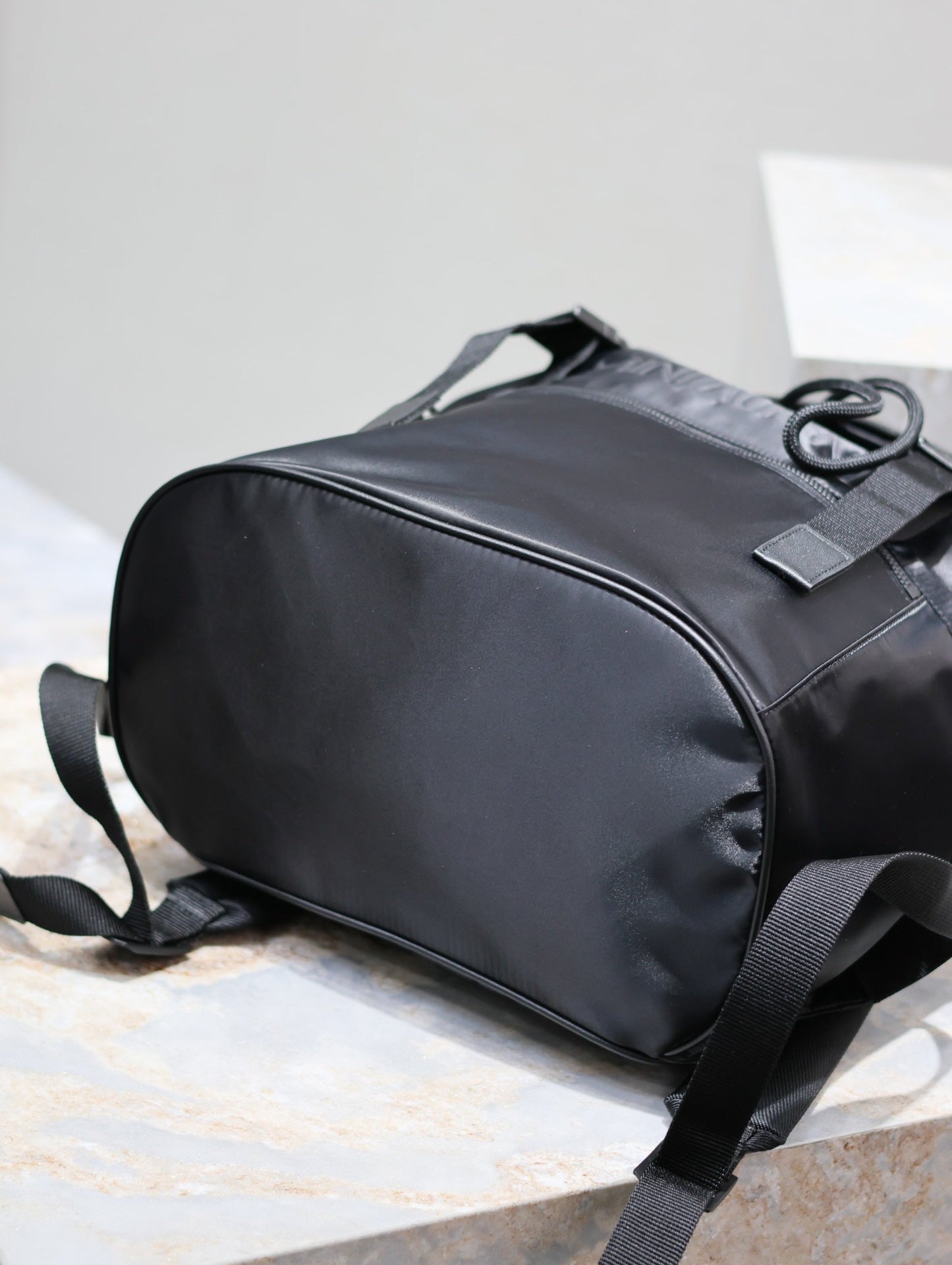 WATERPROOF BACKPACK 45 IN BLACK NYLON WITH EMBOSSED LOGO