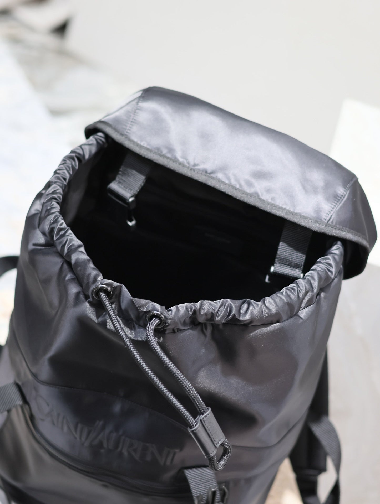 WATERPROOF BACKPACK 45 IN BLACK NYLON WITH EMBOSSED LOGO