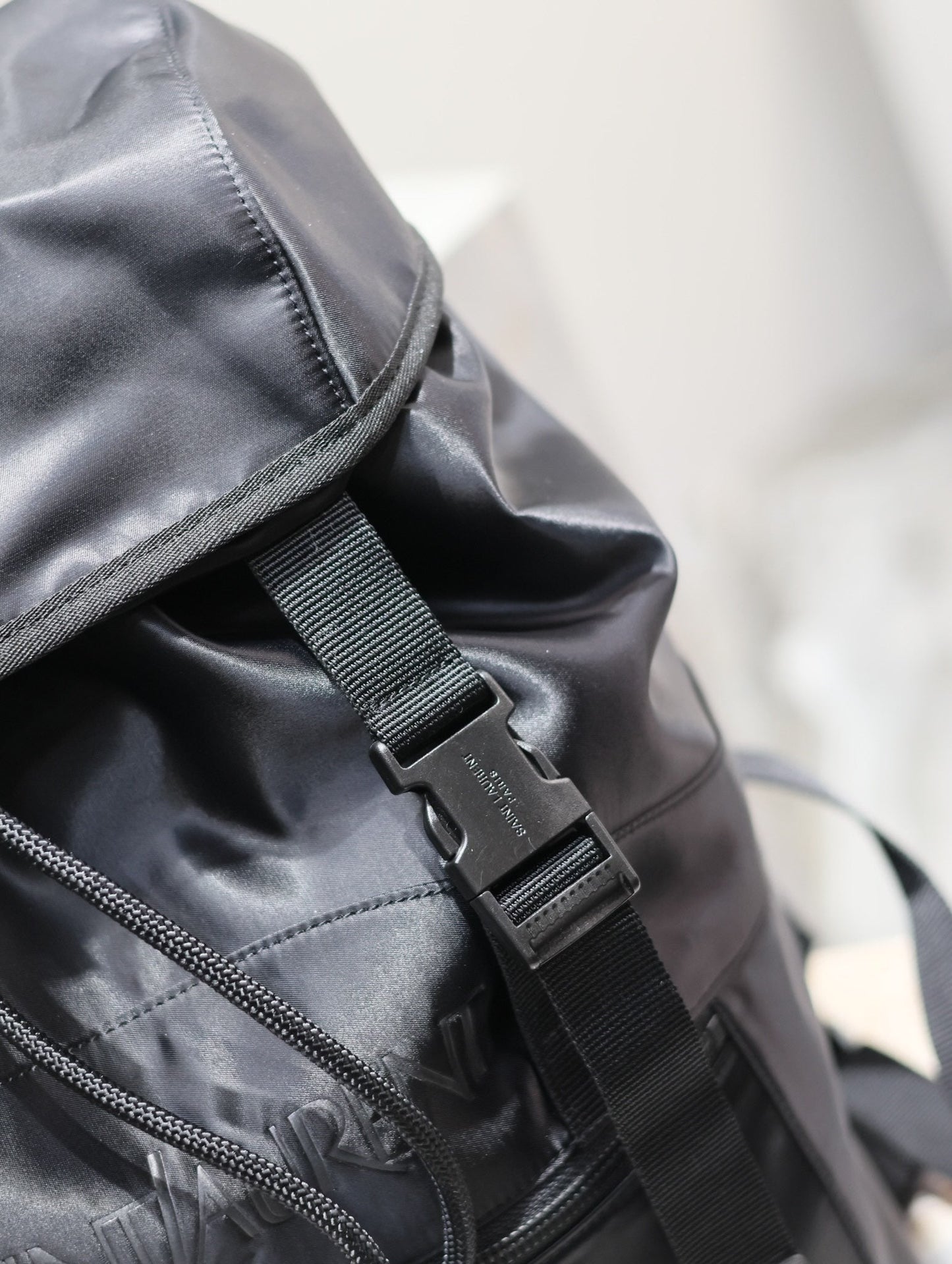 WATERPROOF BACKPACK 45 IN BLACK NYLON WITH EMBOSSED LOGO