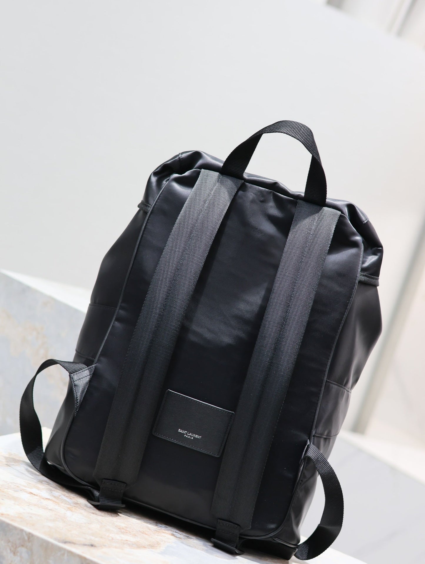 WATERPROOF BACKPACK 45 IN BLACK NYLON WITH EMBOSSED LOGO