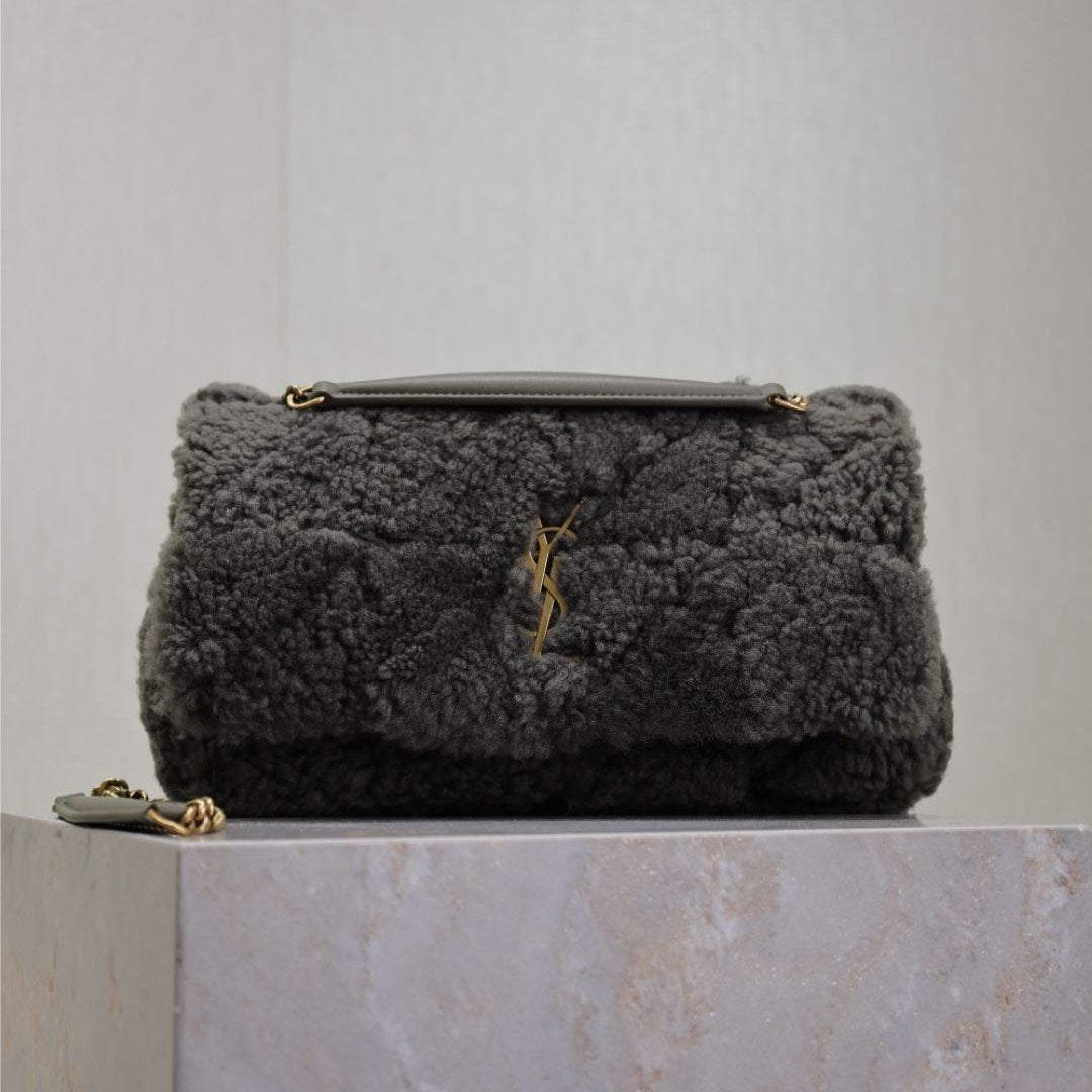 JAMIE BAG 25 IN DARK GRAY LAMB WOOL