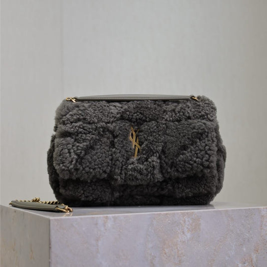 JAMIE BAG 20 IN DARK GRAY LAMB WOOL