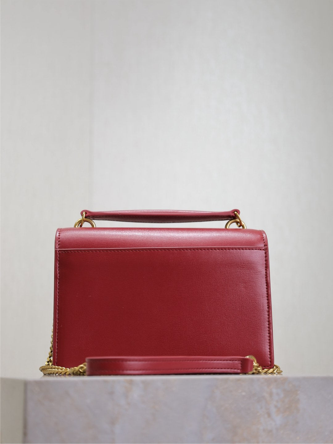 SUNSET SMALL BAG 19 IN RED CALFSKIN COPPER HARDWARE