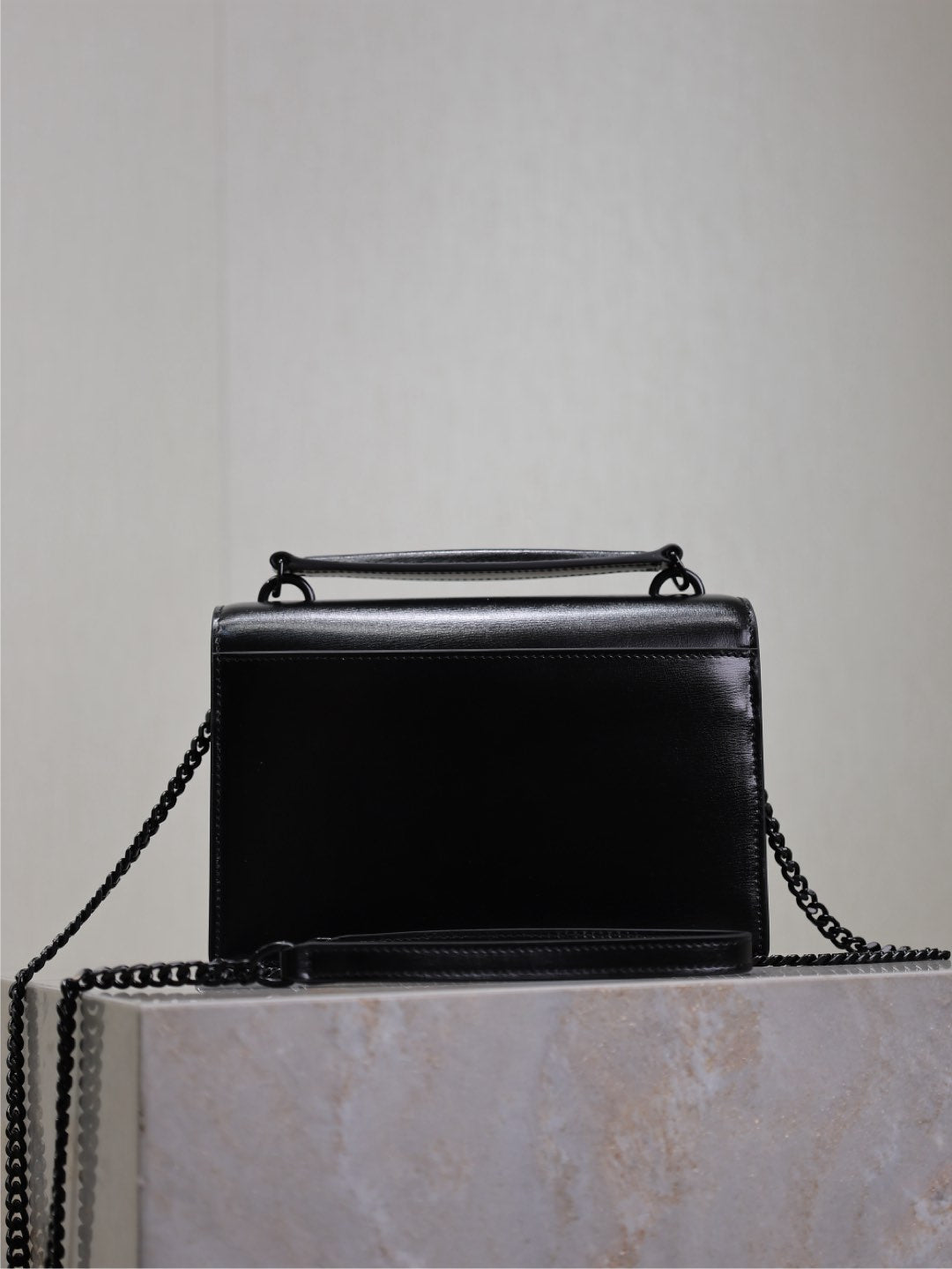 SUNSET SMALL BAG 19 IN BLACK CALFSKIN BLACK HARDWARE